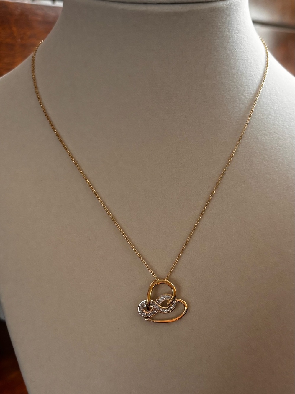 Gold Double Heart Pendant Necklace - Infinity